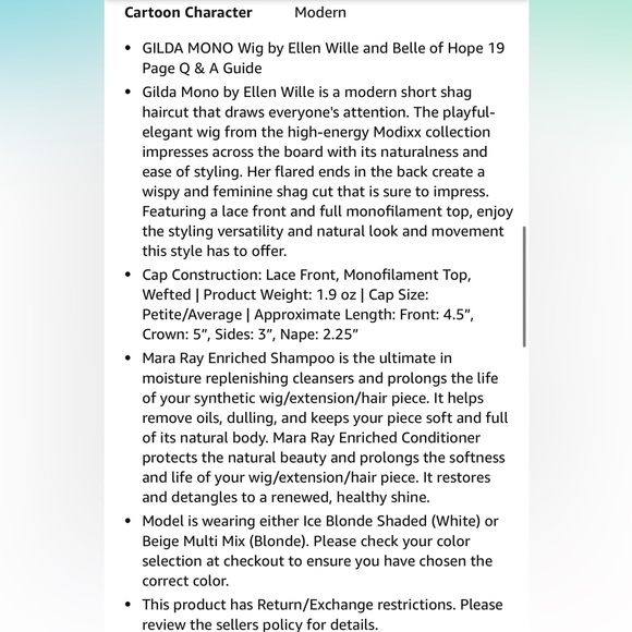 NWT MODIX X HAIR ENERGY GILDA MONO WIG BY ELLEN WILLIE ICE BLONDE SHADED - Picture 8 of 14